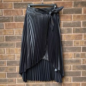 NWOT WHBW Metallic Pleated Wrap MIDI Skirt. 0